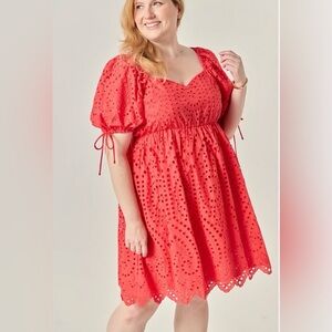 NWT! English Factory Red Eyelet Dress 2X